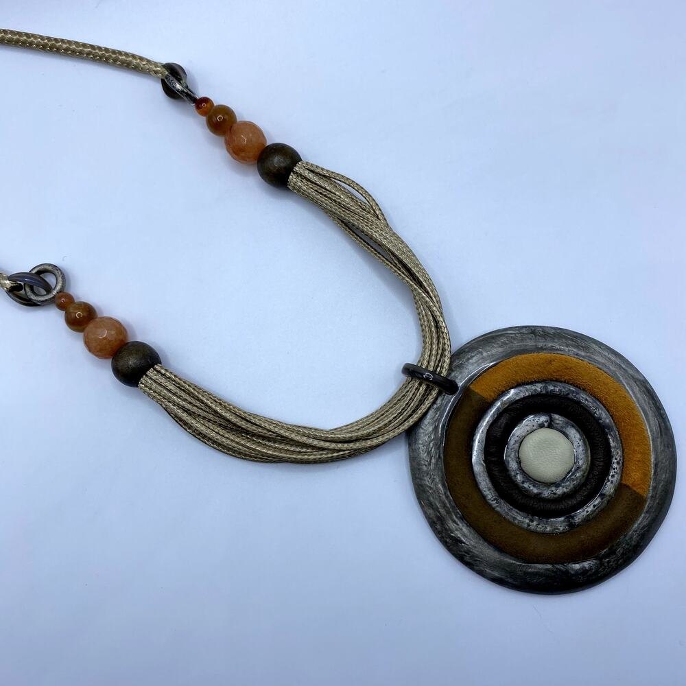 Eclectic Bohemian Artsy Goblincore‎ Textured Chunky Pendant Statement Necklace